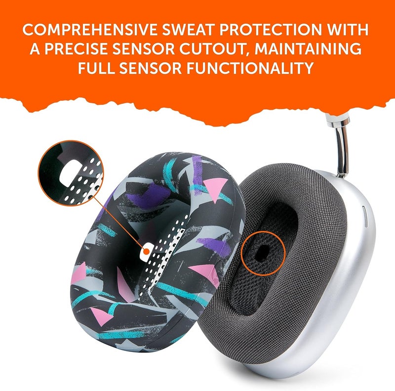 WC SweatZ Max - Patented Protective Earpad Covers for Airpods Max Made by Wicked Cushions | Sweatproof & Easily Washable | Full Earpad Sweat Protection | 90's Black - Image 4